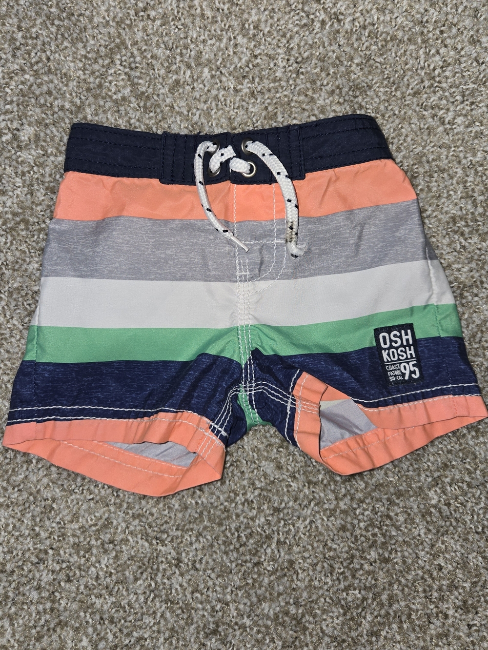 OshKosh B'gosh Striped Shorts in Navy, Coral, Gray and Green
